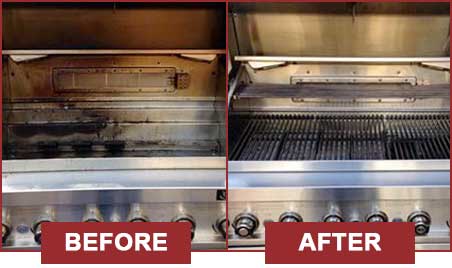 BBQ cleaning before and after photos.